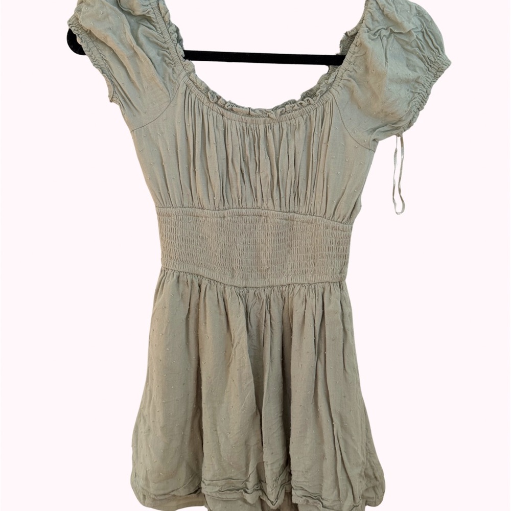 Hollister sage green smocked romper